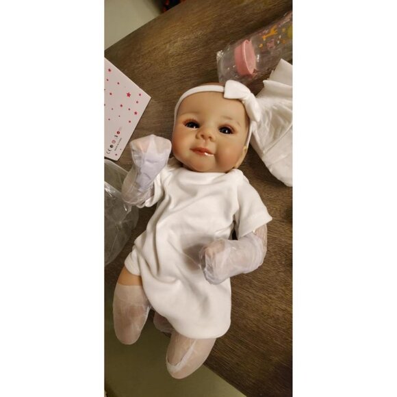 🆕18 Inch Realistic Cloth Body With Vinyl Limbs Baby Doll with Accessories - Picture 5 of 16